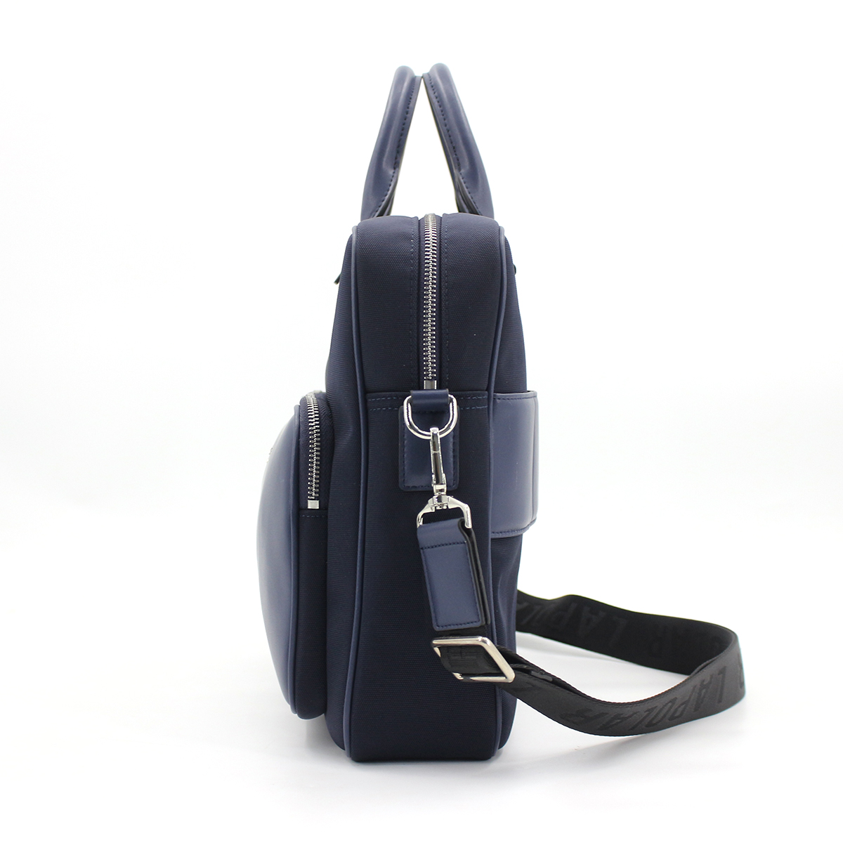 Men's Leather Nylon laptop Briefcase - Blue