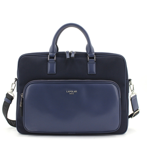 Men's Leather Nylon laptop Briefcase - Blue