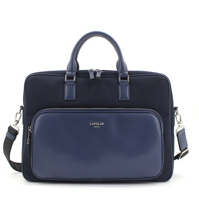 Men's Leather Nylon laptop Briefcase - Blue