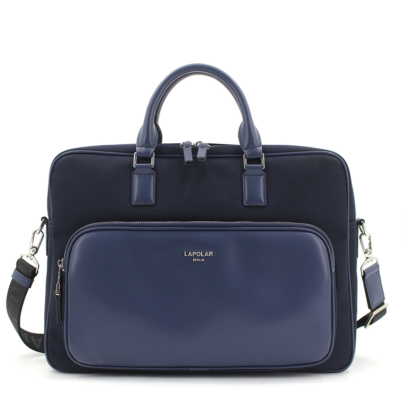 Men's Leather Nylon laptop Briefcase - Blue
