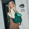 Alpine Green Nylon Leather Women Bakkpack