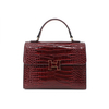 Ladies Snake Print Bag Shoulder Bag Handbag-Wine Red