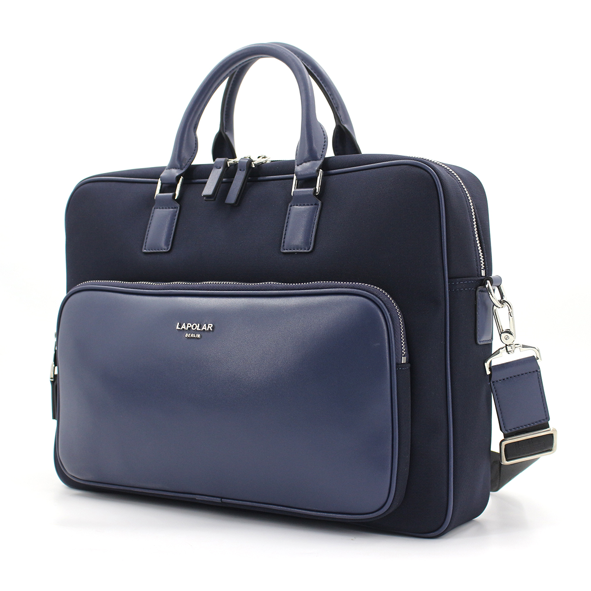 Men's Leather Nylon laptop Briefcase - Blue