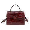 Ladies Snake Print Bag Shoulder Bag Handbag-Wine Red