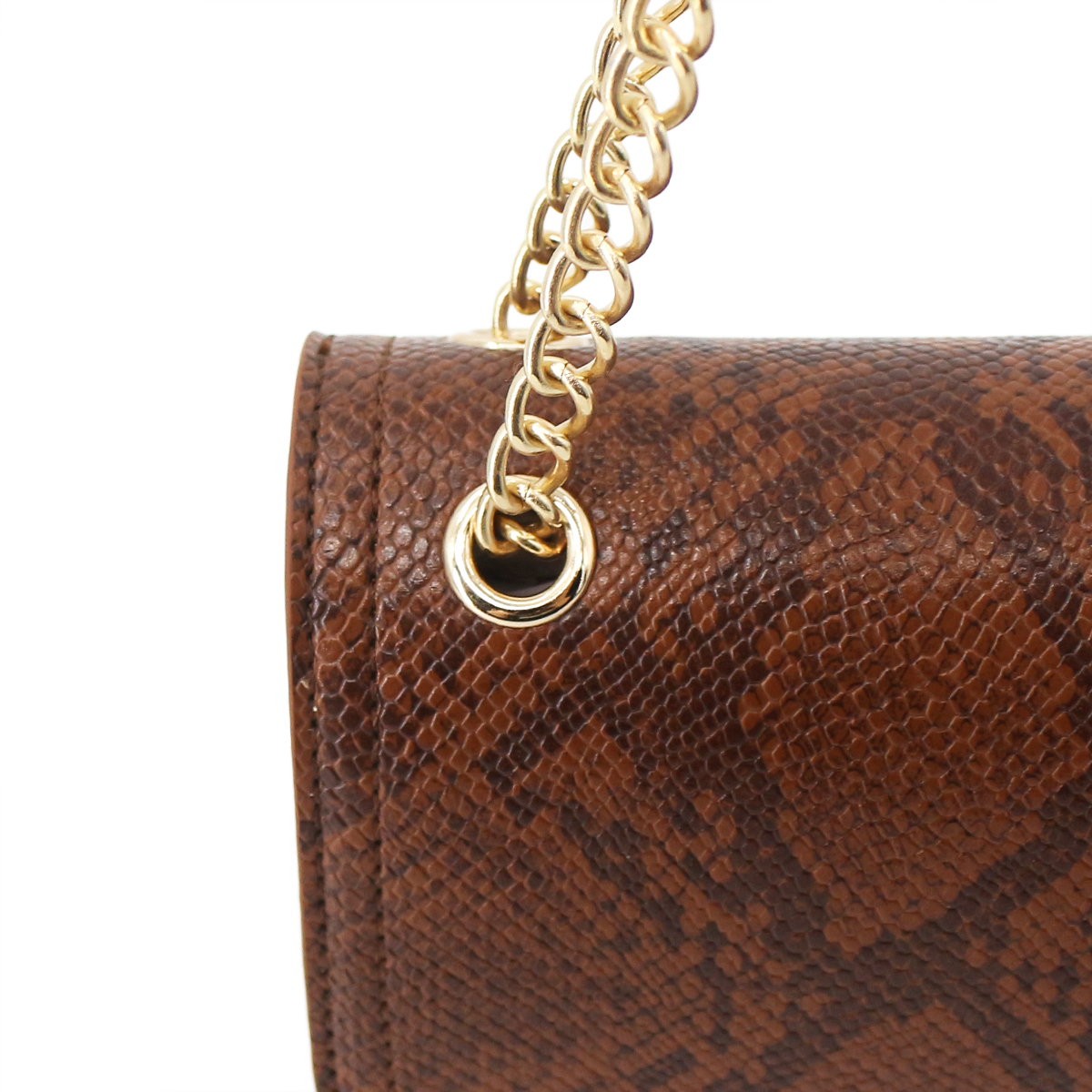 Snake Print Sling Handbag with Chain Sling