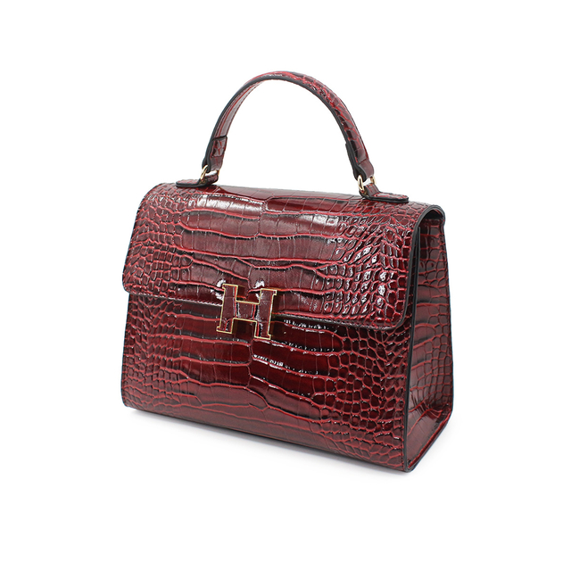 Ladies Snake Print Bag Shoulder Bag Handbag-Wine Red