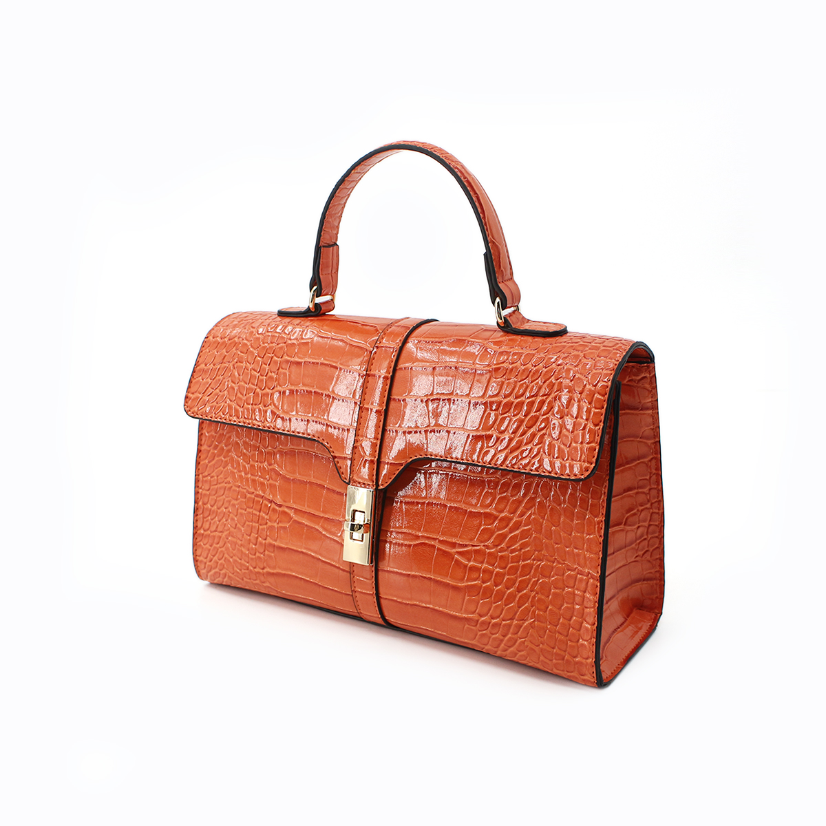 Women Snake Print Handbag Tote Bag Shoulder Bag-Orange