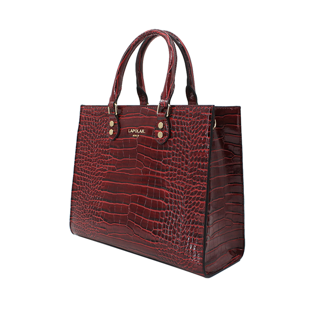Women Large Capacity Crocodile Print Bag Shoulder Bag Crossbody Bag-Wine Red
