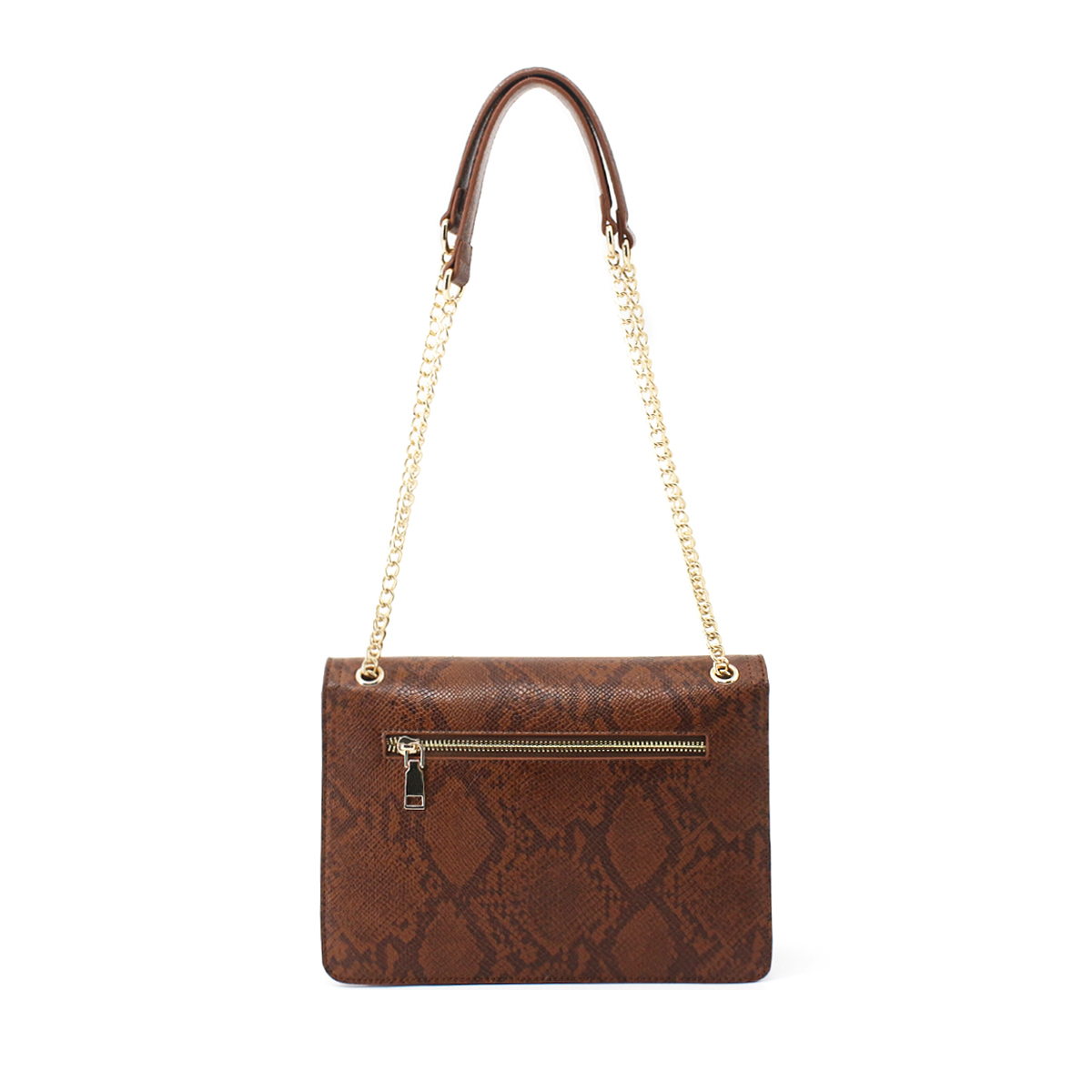 Snake Print Sling Handbag with Chain Sling