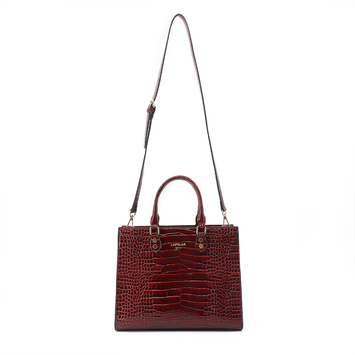 Women Large Capacity Crocodile Print Bag Shoulder Bag Crossbody Bag-Wine Red