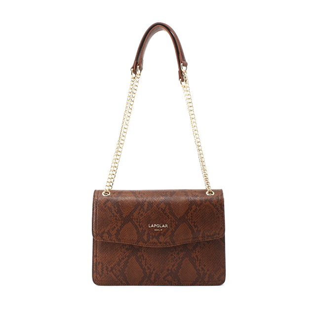 Snake Print Sling Handbag with Chain Sling
