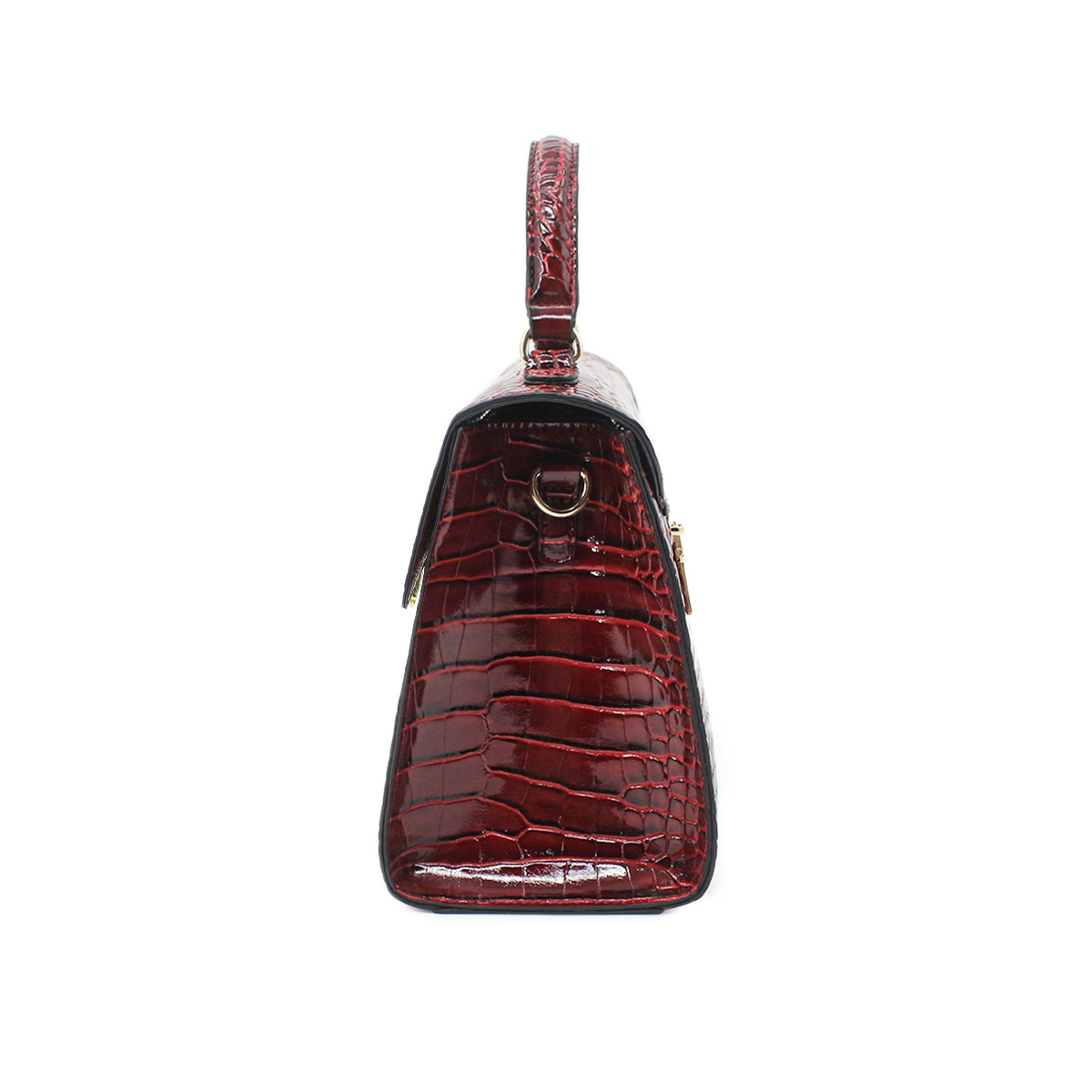 Ladies Snake Print Bag Shoulder Bag Handbag-Wine Red