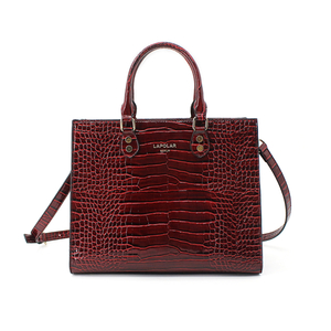 Women Large Capacity Crocodile Print Bag Shoulder Bag Crossbody Bag-Wine Red