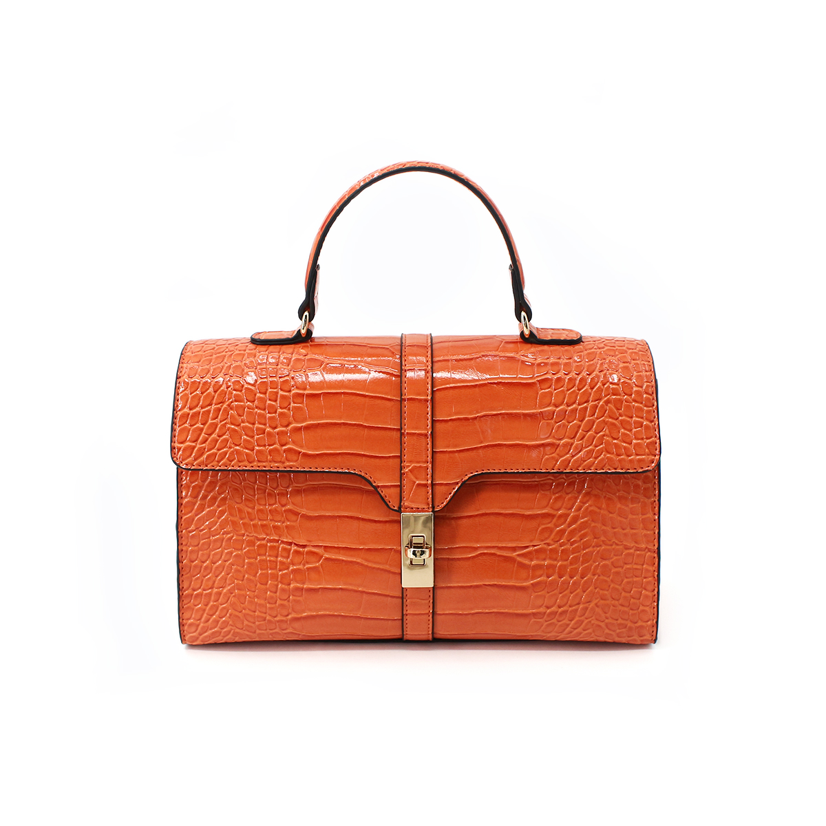 Women Snake Print Handbag Tote Bag Shoulder Bag-Orange