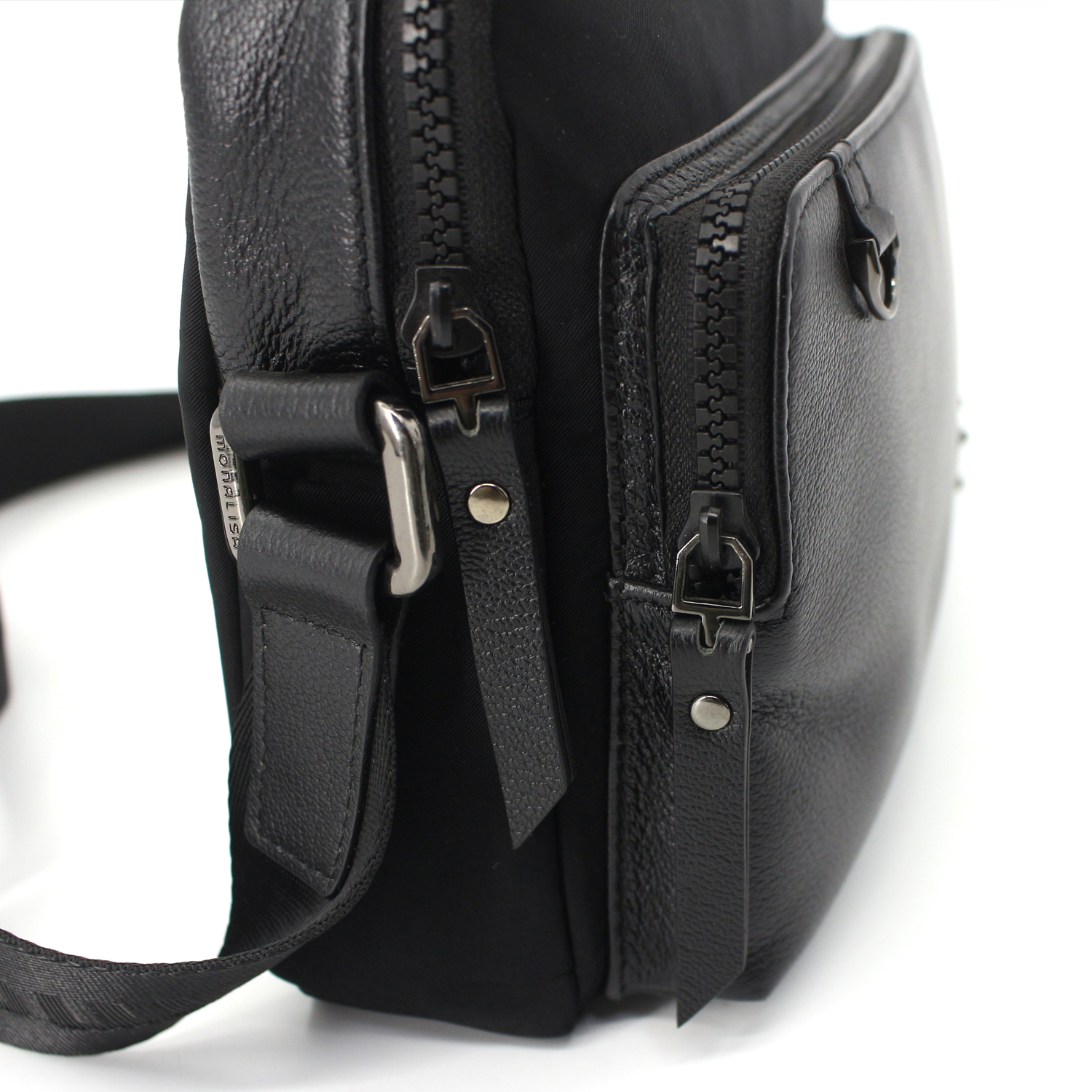 Men Fashion Shoulder Bag, Black Simple PU Leather Messenger Bag