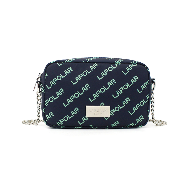 Printing Logo Vegan Leather Crossbody Bag Blue Cross body Camera Bags