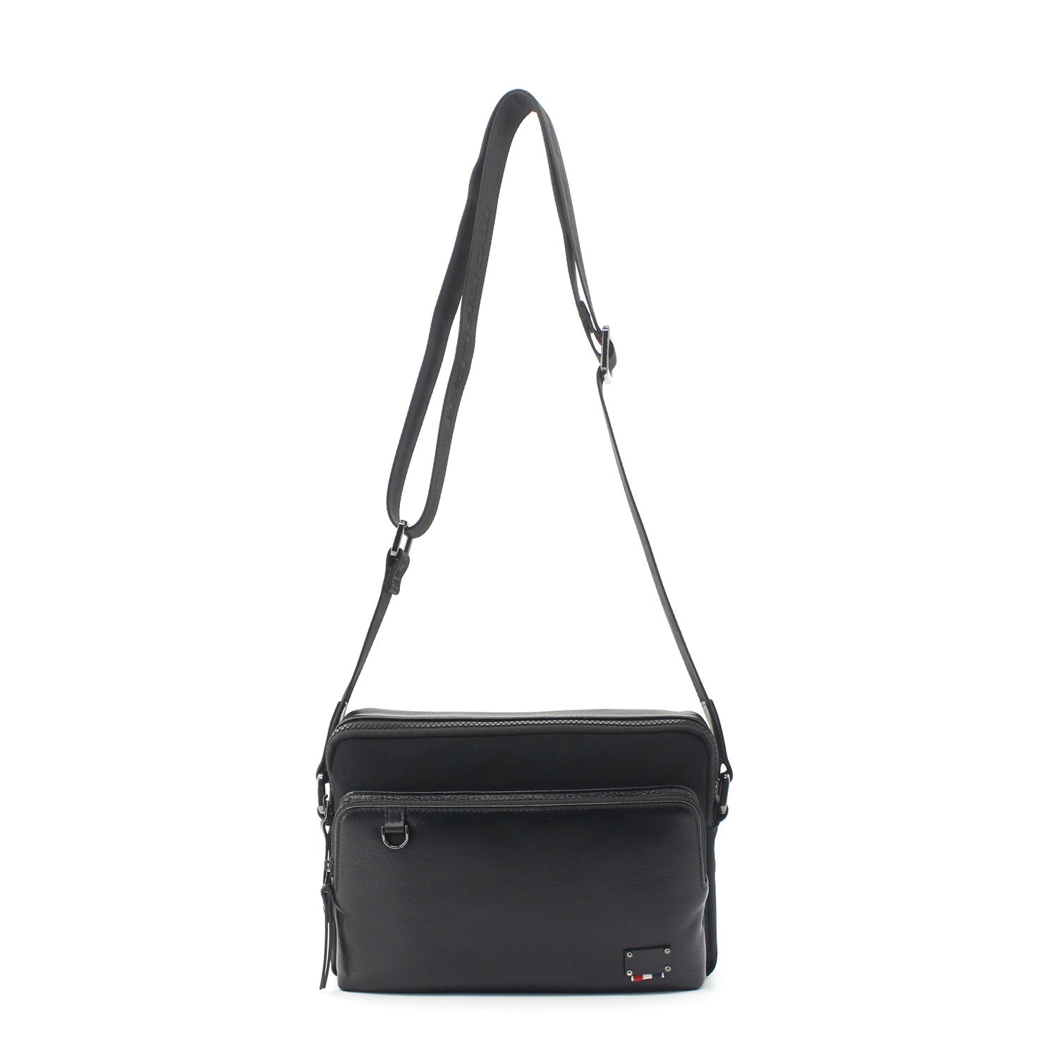 Men Fashion Shoulder Bag, Black Simple PU Leather Messenger Bag