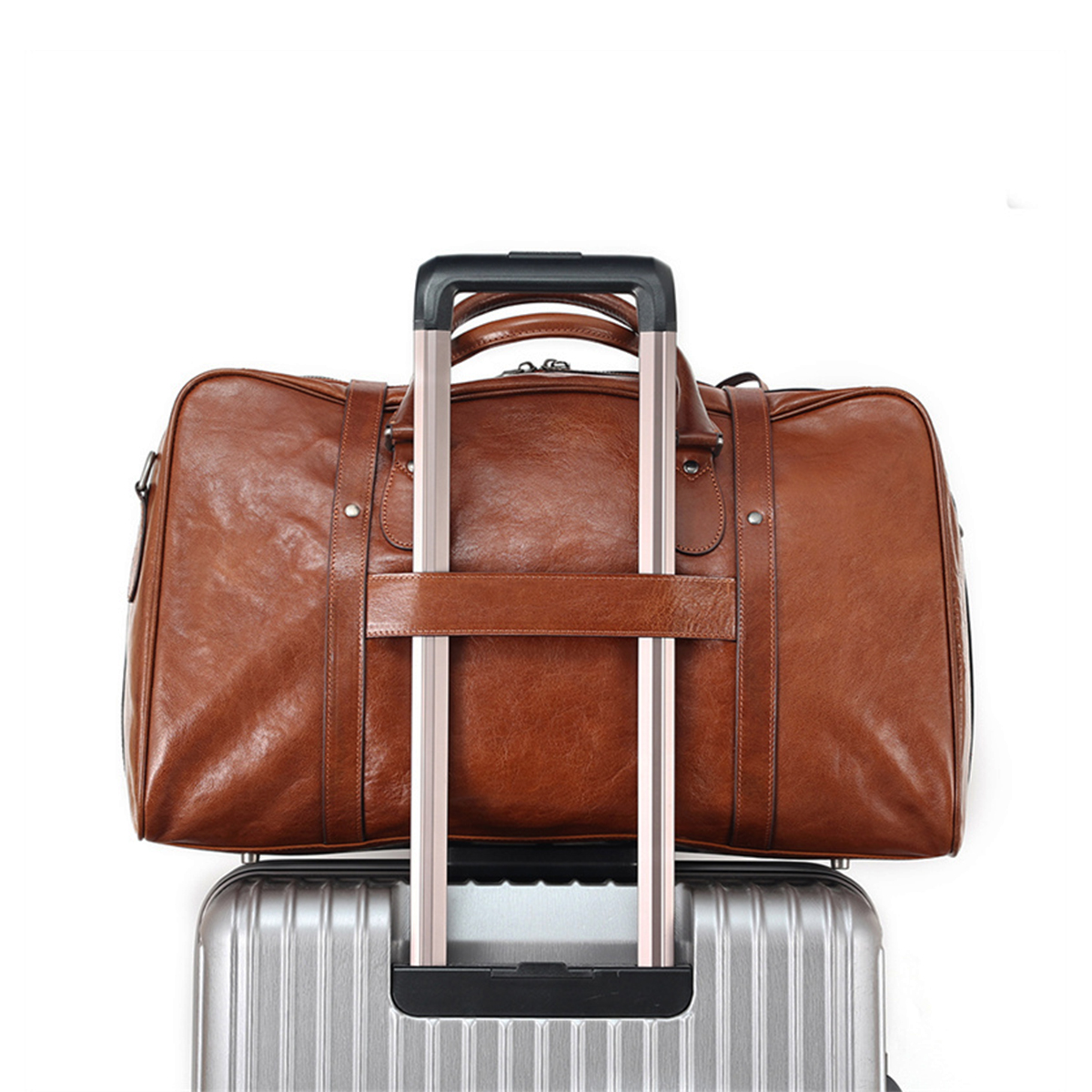 Vintage Vegetable Tanned Leather Luggage Bag Men's Handbag