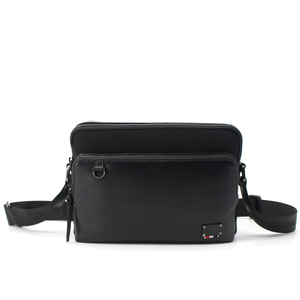 Men Fashion Shoulder Bag, Black Simple PU Leather Messenger Bag