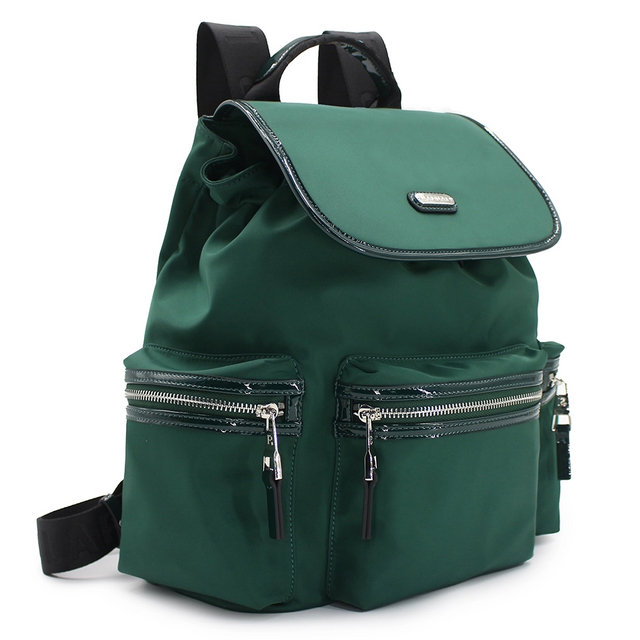 Alpine Green Nylon Leather Women Bakkpack