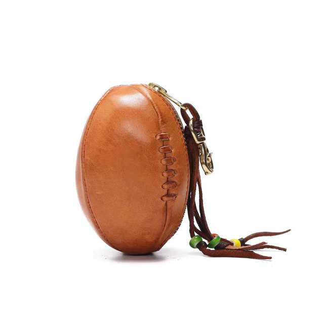 First Layer Cowhide Key Bag Retro Rugby Bag Headphone Bag