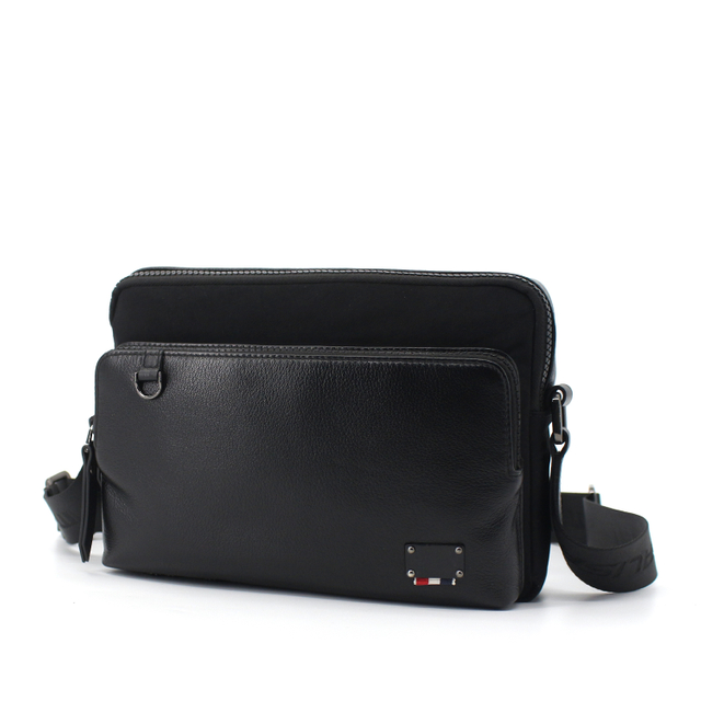 Men Fashion Shoulder Bag, Black Simple PU Leather Messenger Bag