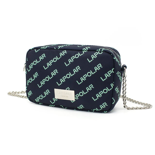 Printing Logo Vegan Leather Crossbody Bag Blue Cross body Camera Bags
