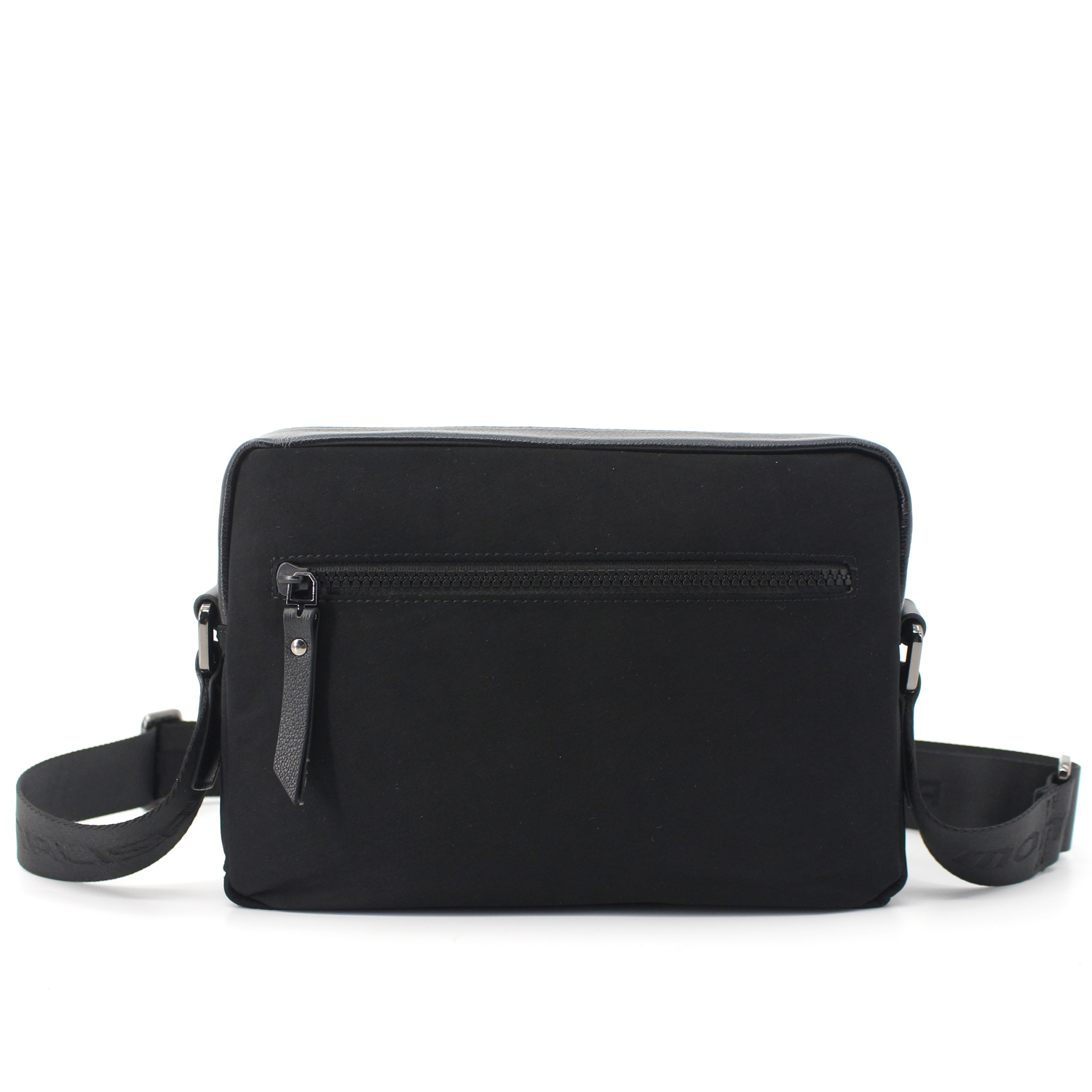 Men Fashion Shoulder Bag, Black Simple PU Leather Messenger Bag