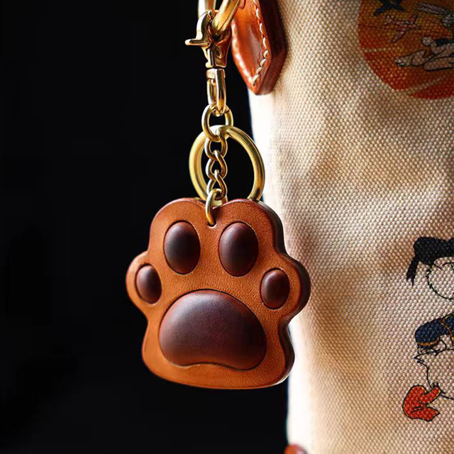 Creative Cat Claw Keychain Genuine Leather Handmade Bag Ornament