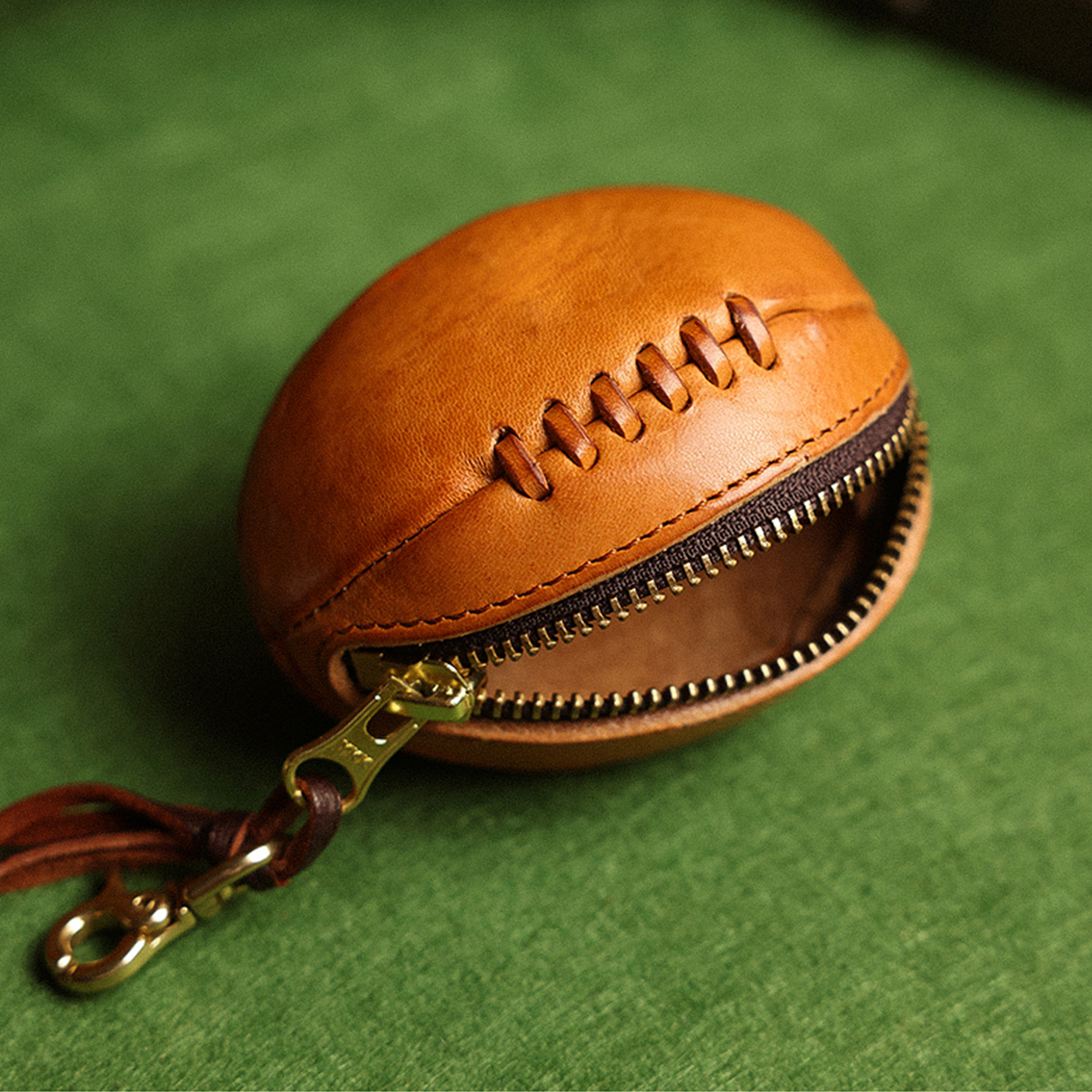 First Layer Cowhide Key Bag Retro Rugby Bag Headphone Bag