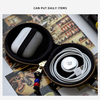 Cowhide Earphone Bag Genuine Leather Mini Pendant Small Round Bag