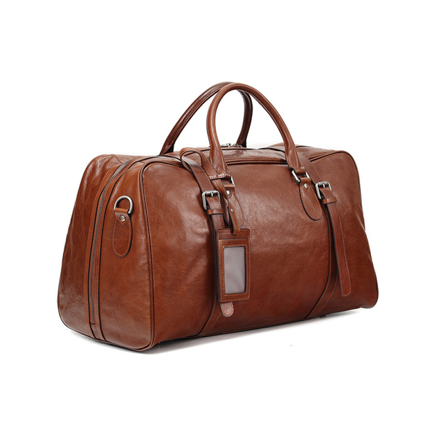 Vintage Vegetable Tanned Leather Luggage Bag Men's Handbag