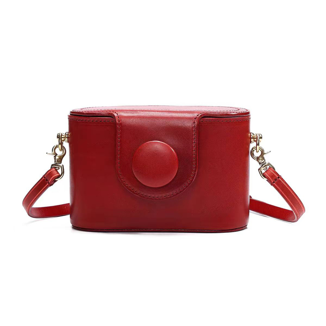 Vintage Small Camera Bag Handmade Genuine Leather Messenger Bag