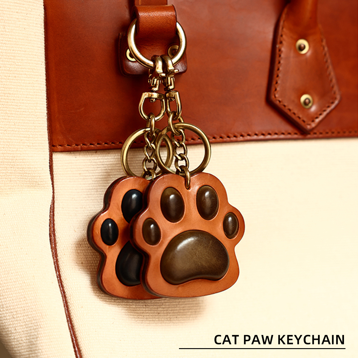 Creative Cat Claw Keychain Genuine Leather Handmade Bag Ornament