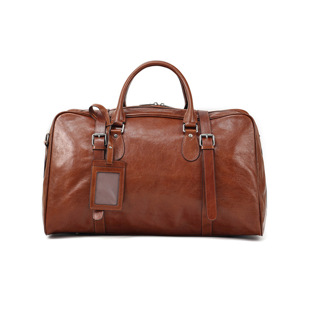 Vintage Vegetable Tanned Leather Luggage Bag Men's Handbag
