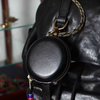 Cowhide Earphone Bag Genuine Leather Mini Pendant Small Round Bag
