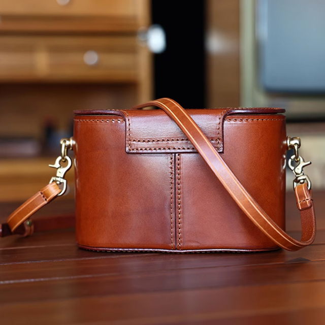Vintage Small Camera Bag Handmade Genuine Leather Messenger Bag