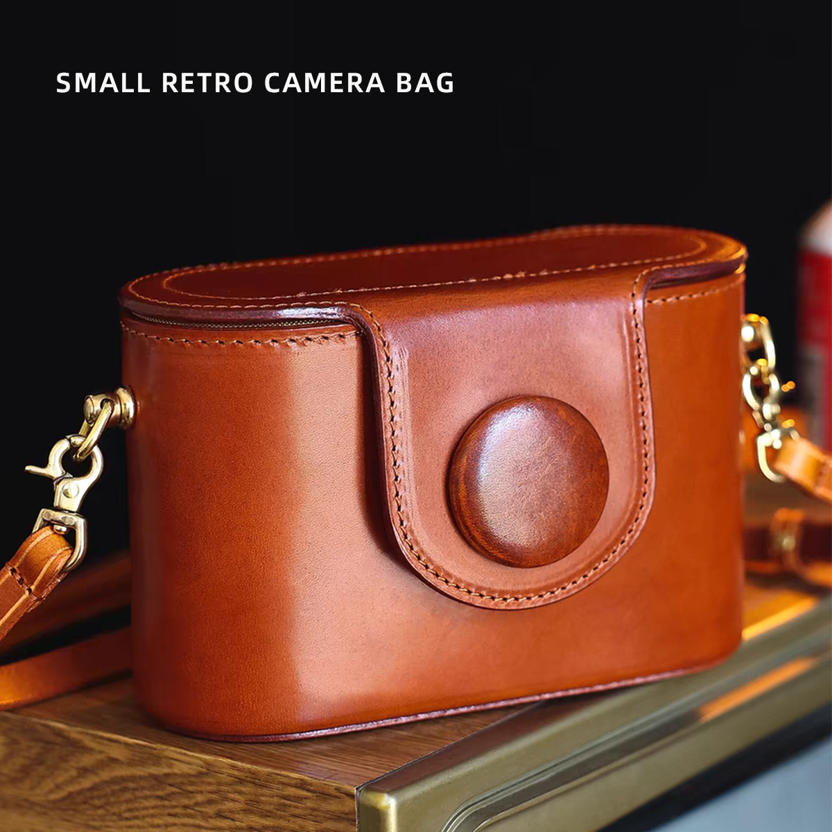 Vintage Small Camera Bag Handmade Genuine Leather Messenger Bag